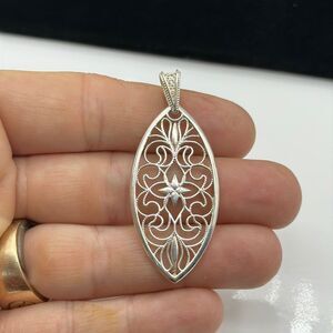 Sterling silver drop pendant filigree style 925